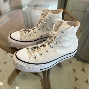 Converse white high tops size 8
